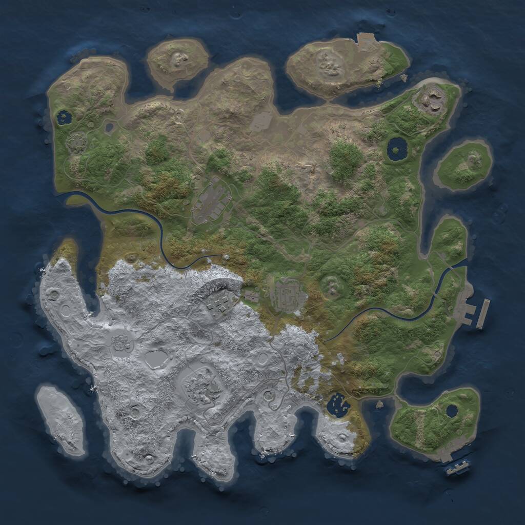 Rust Map: Procedural Map, Size: 3499, Seed: 3, 12 Monuments