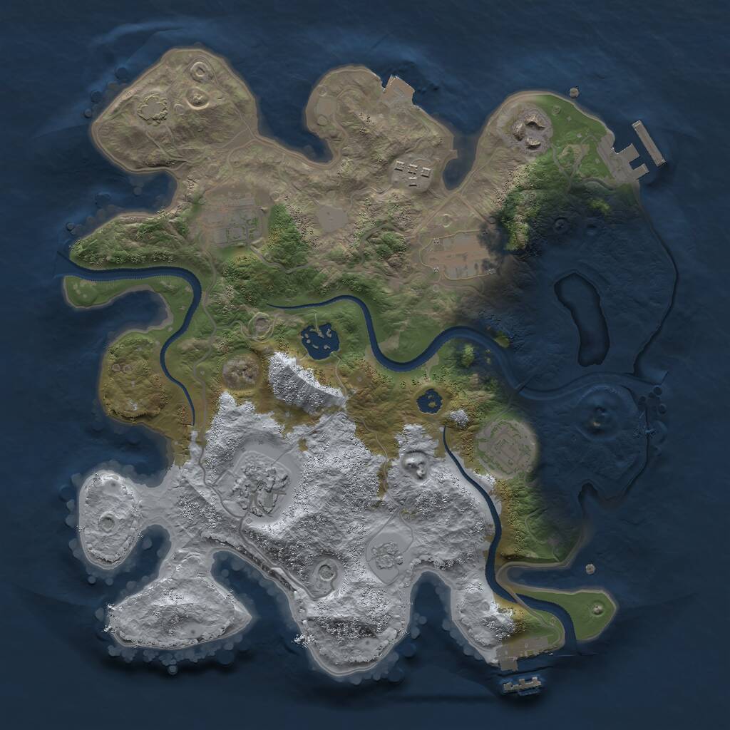 Rust Map: Procedural Map, Size: 3000, Seed: 1074510295, 13 Monuments
