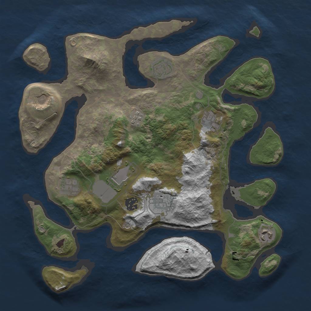 Rust Map: Barren, Size: 3500, Seed: 984552789, 12 Monuments