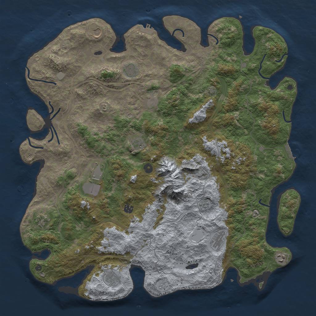 Rust Map: Procedural Map, Size: 5000, Seed: 805947877, 19 Monuments