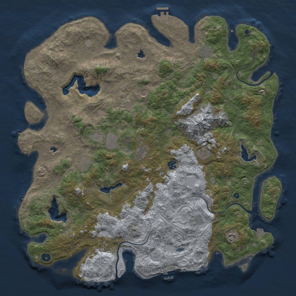 Rust Map: Procedural Map, Size: 5000, Seed: 805947877, 17 Monuments