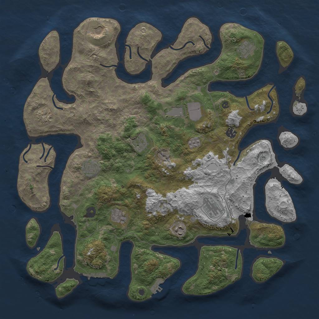 Rust Map: Procedural Map, Size: 4500, Seed: 77721, 19 Monuments