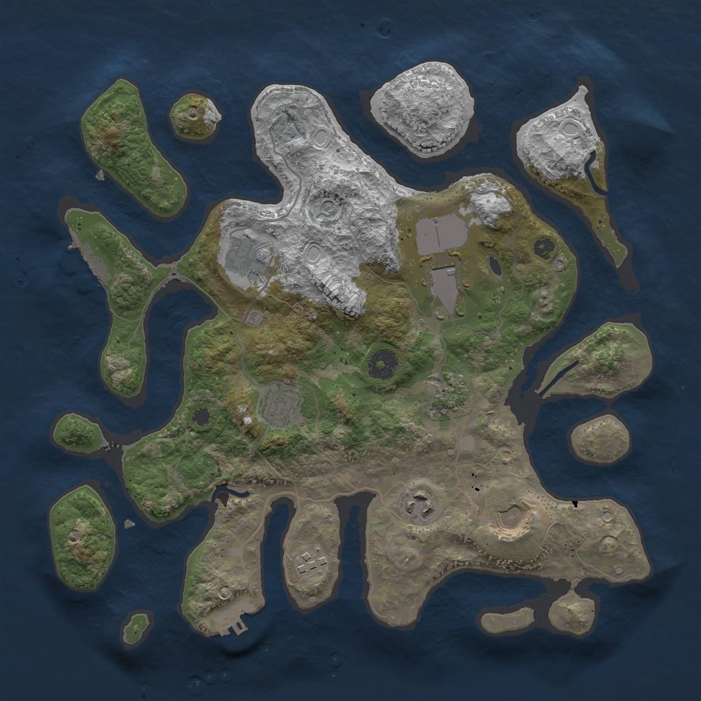 Rust Map: Procedural Map, Size: 3500, Seed: 1564519437, 15 Monuments