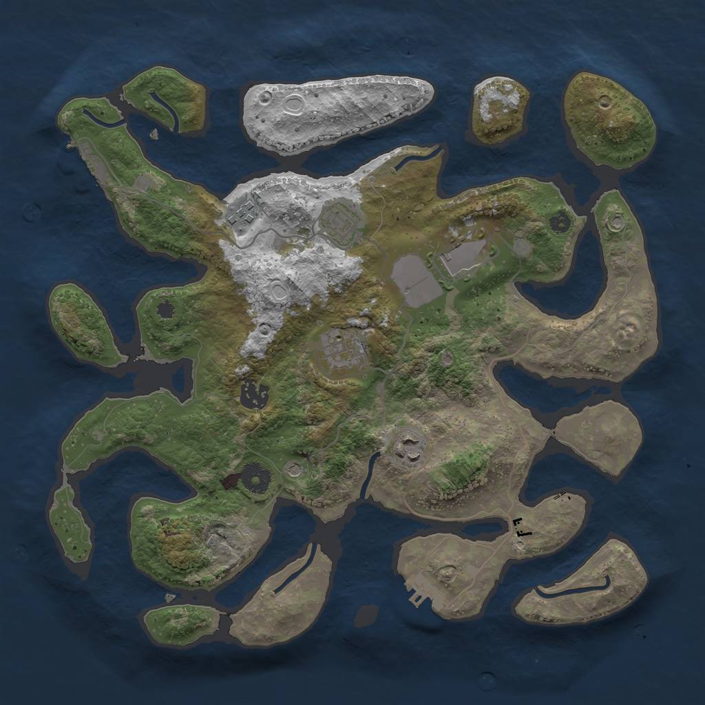 Rust Map: Procedural Map, Size: 3500, Seed: 57353, 14 Monuments