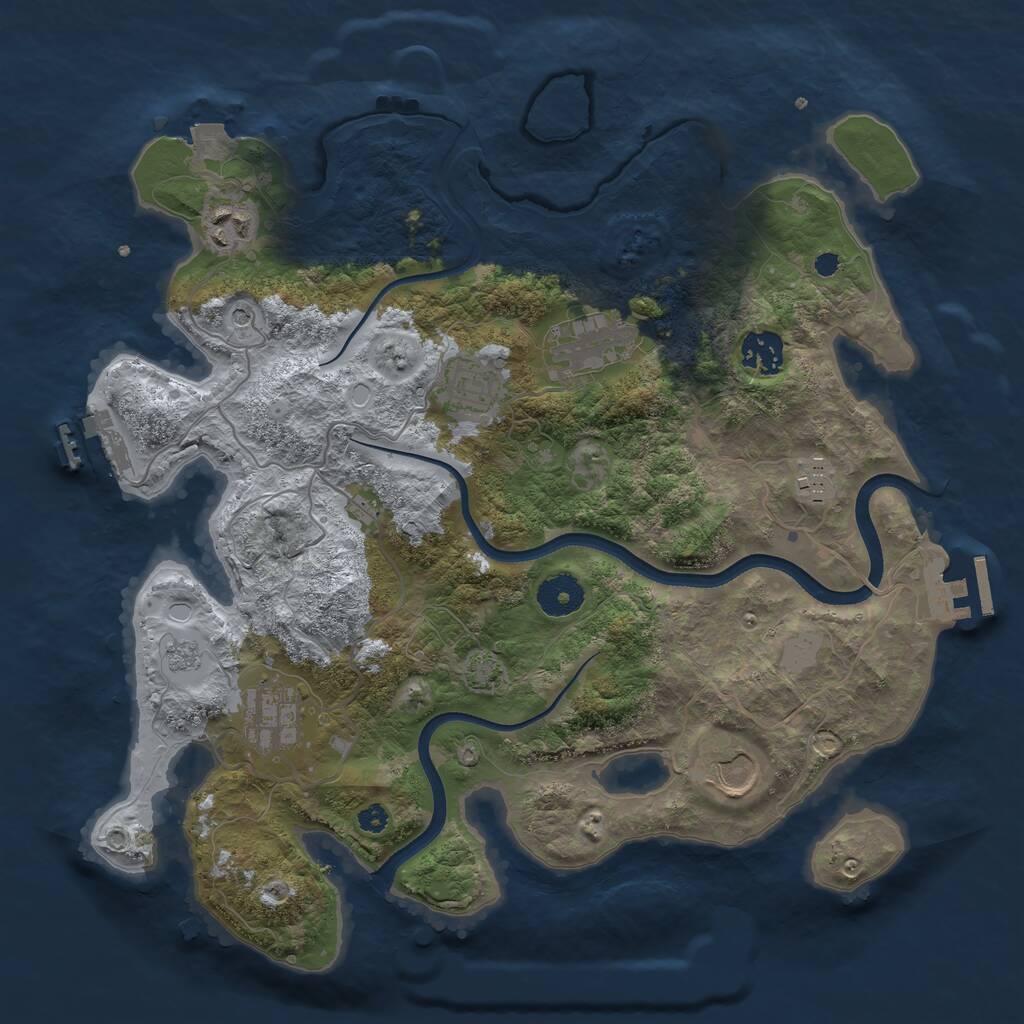 Rust Map: Procedural Map, Size: 3500, Seed: 687318, 13 Monuments