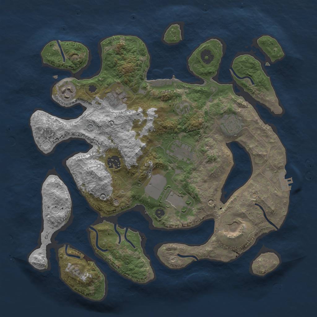 Rust Map: Procedural Map, Size: 3500, Seed: 687318, 15 Monuments