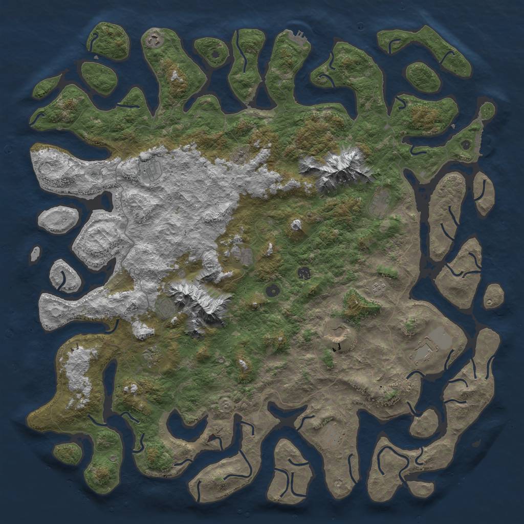 Rust Map: Procedural Map, Size: 6000, Seed: 397620306, 19 Monuments