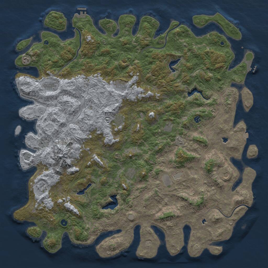 Rust Map: Procedural Map, Size: 6000, Seed: 397620306, 17 Monuments
