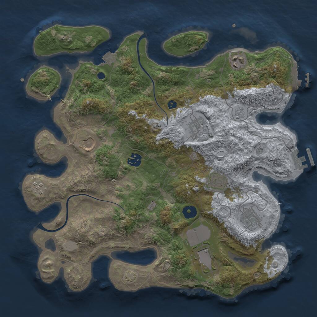 Rust Map: Procedural Map, Size: 3500, Seed: 1983307536, 14 Monuments