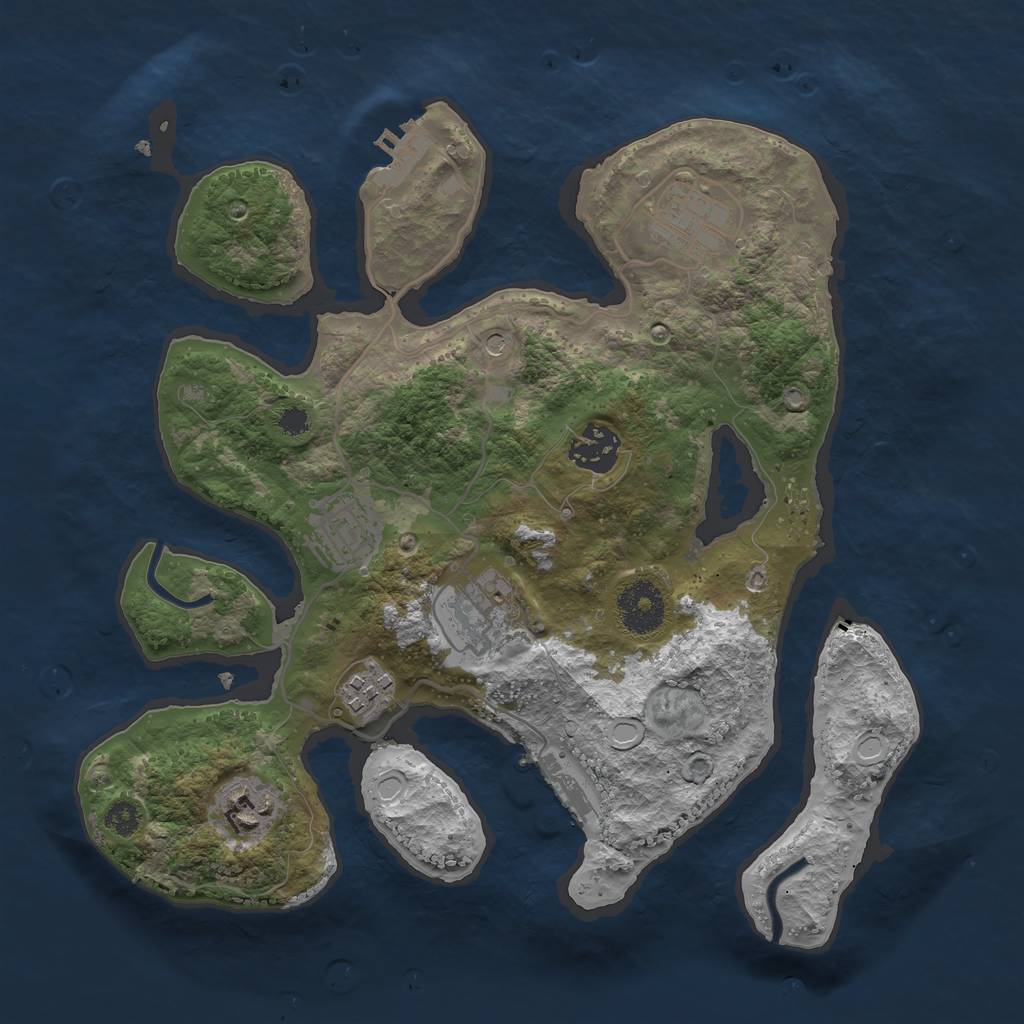 Rust Map: Procedural Map, Size: 3100, Seed: 195036971, 14 Monuments