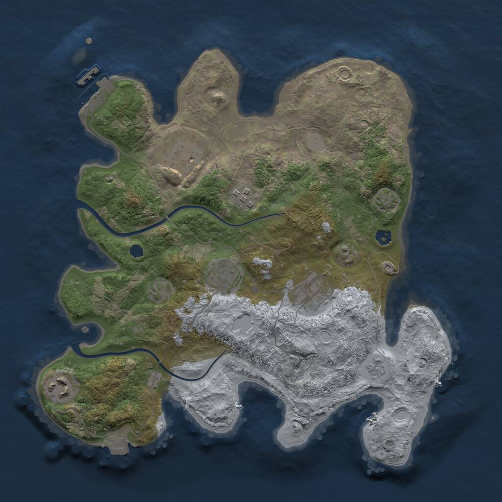 Rust Map: Procedural Map, Size: 3100, Seed: 195036971, 9 Monuments