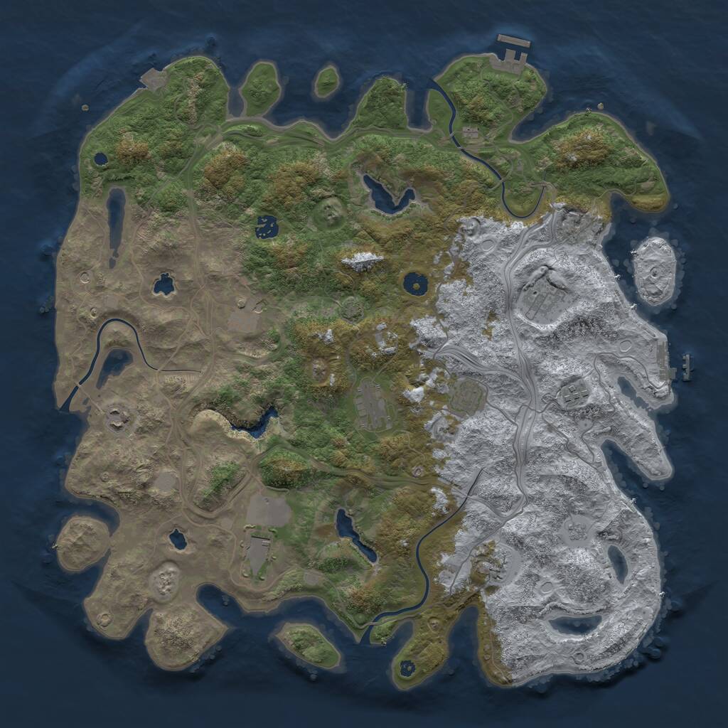 Rust Map: Procedural Map, Size: 4500, Seed: 1028650701, 15 Monuments