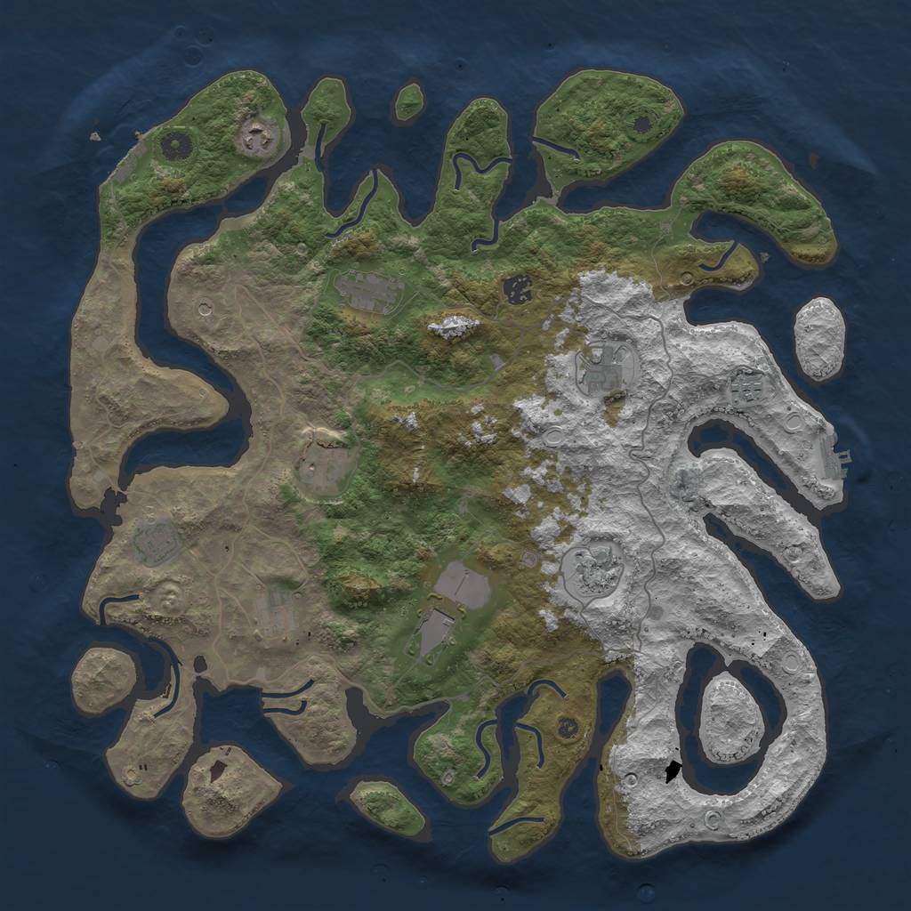 Rust Map: Procedural Map, Size: 4500, Seed: 1028650701, 18 Monuments