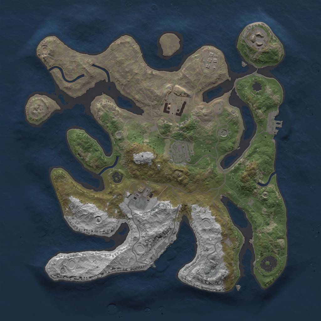 Rust Map: Procedural Map, Size: 3000, Seed: 876444, 13 Monuments