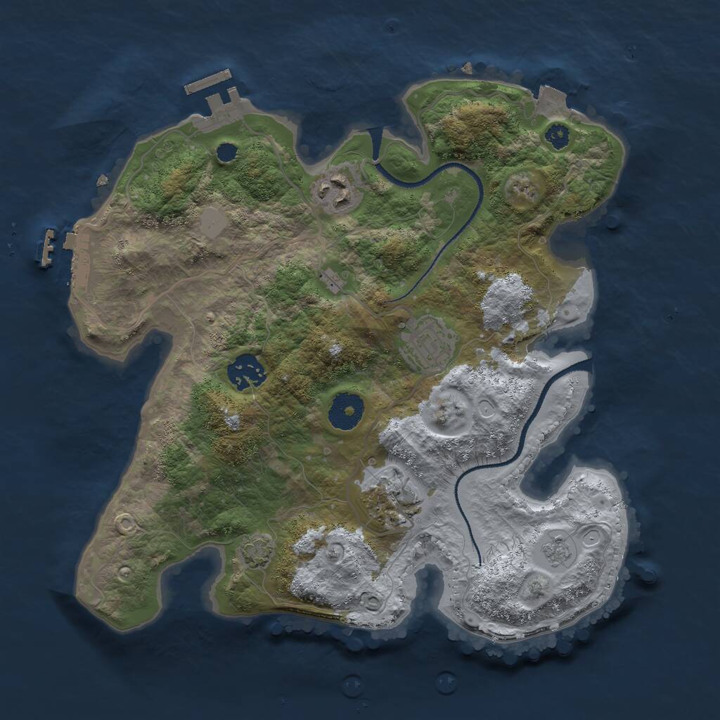 Rust Map: Procedural Map, Size: 3000, Seed: 1682291438, 9 Monuments
