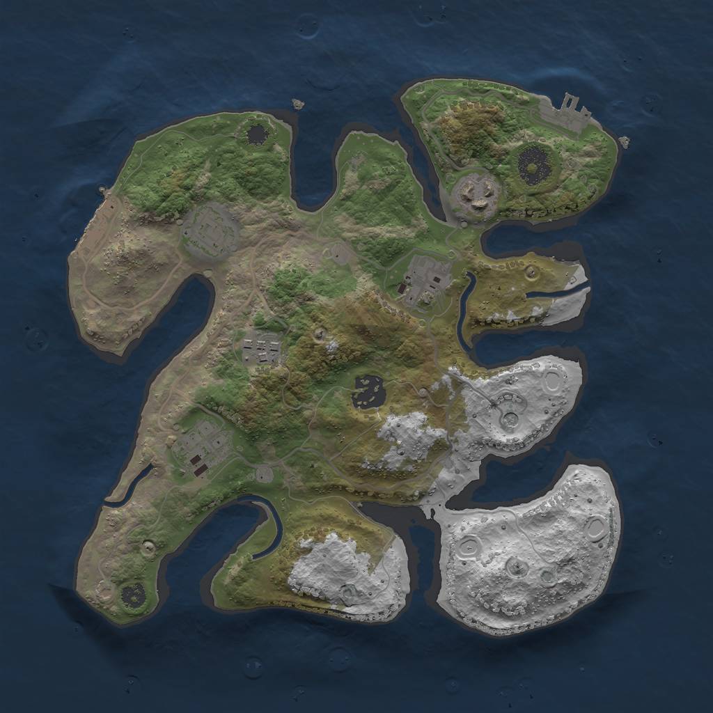 Rust Map: Procedural Map, Size: 3000, Seed: 1682291438, 14 Monuments