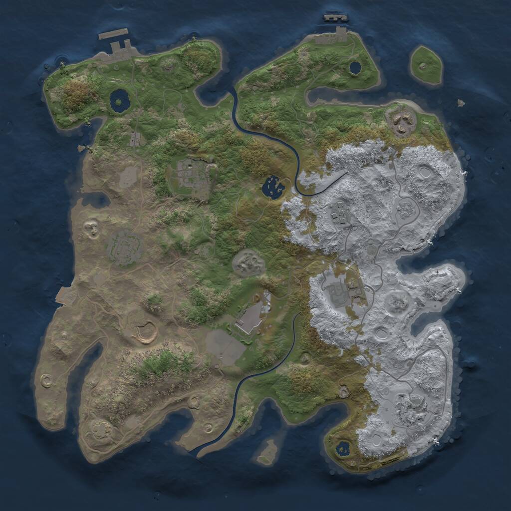 Rust Map: Procedural Map, Size: 3500, Seed: 166095004, 14 Monuments