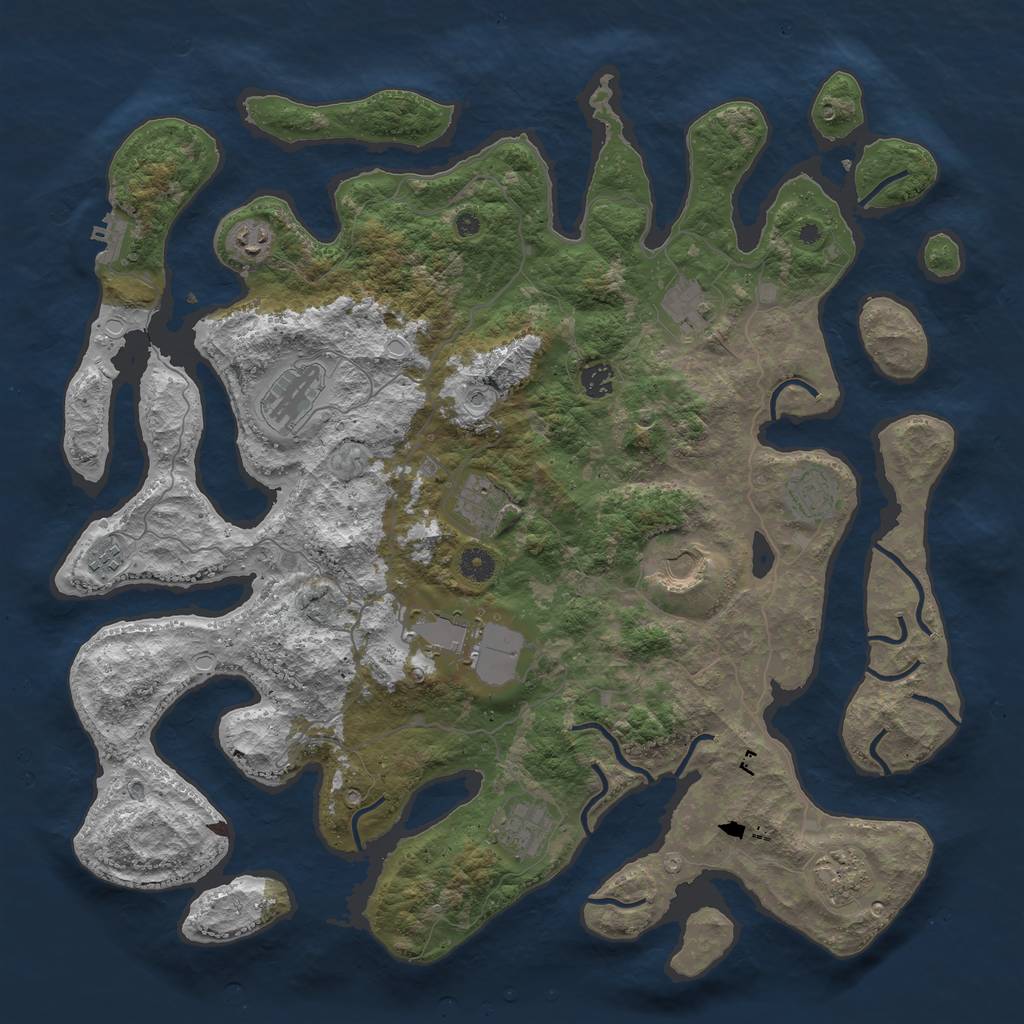 Rust Map: Procedural Map, Size: 4500, Seed: 612233305, 18 Monuments