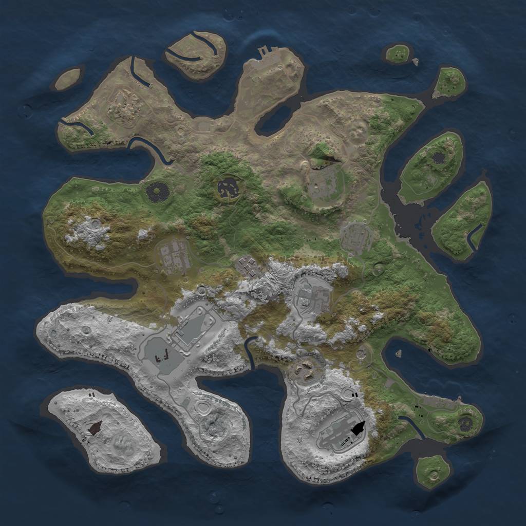 Rust Map: Procedural Map, Size: 3650, Seed: 5878155, 18 Monuments