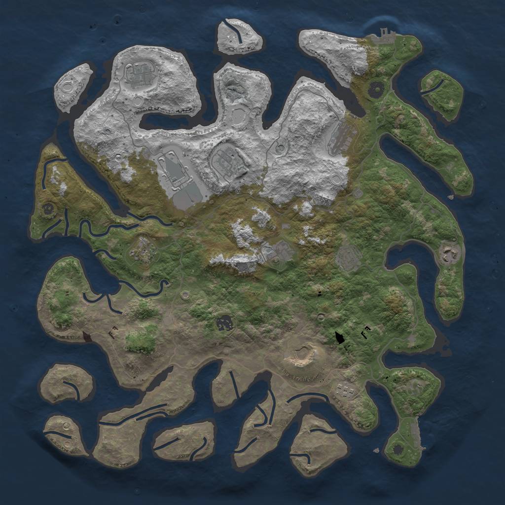 Rust Map: Procedural Map, Size: 4500, Seed: 1235342697, 19 Monuments