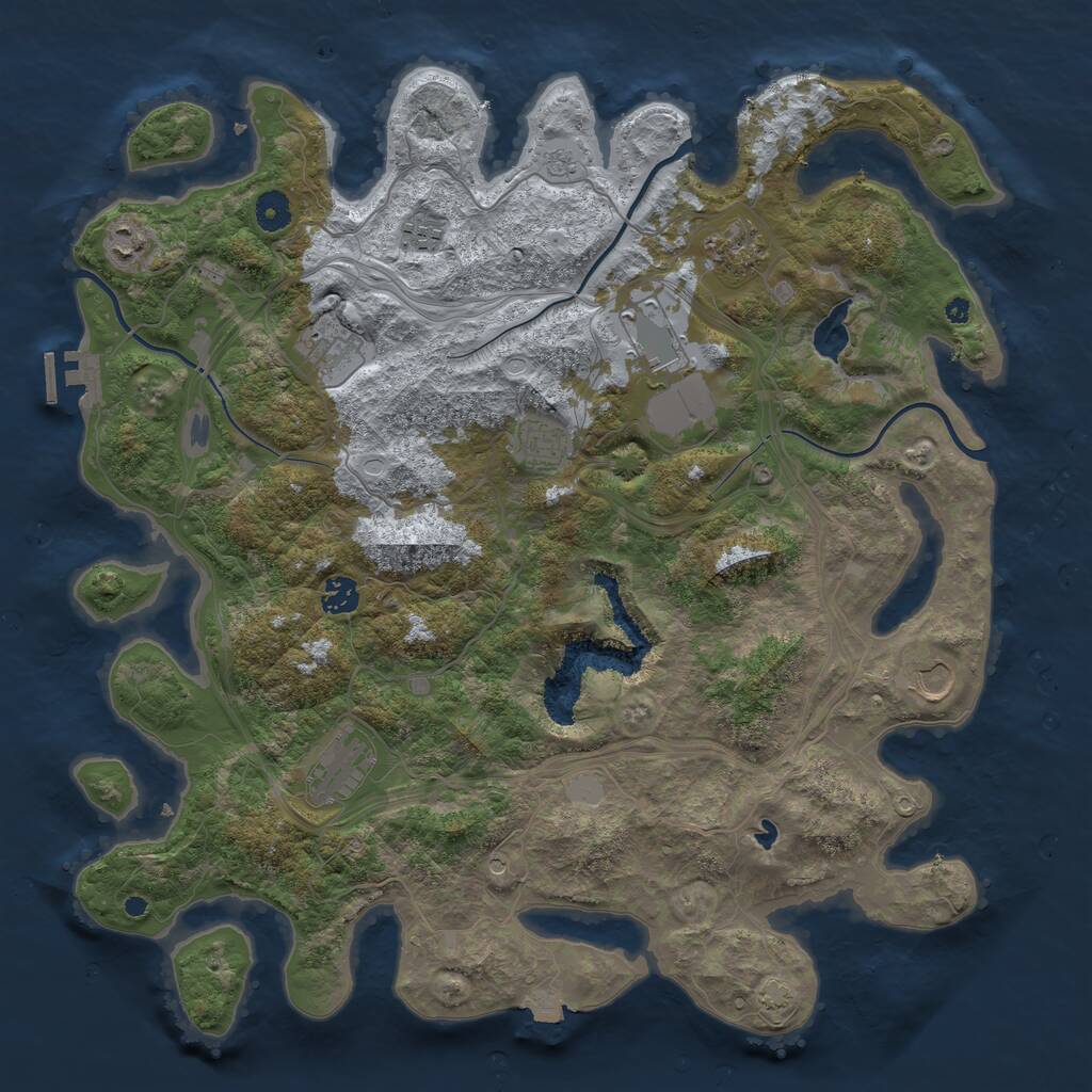 Rust Map: Procedural Map, Size: 4250, Seed: 100081649, 14 Monuments