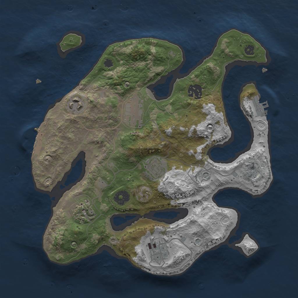 Rust Map: Procedural Map, Size: 3000, Seed: 242553045, 14 Monuments