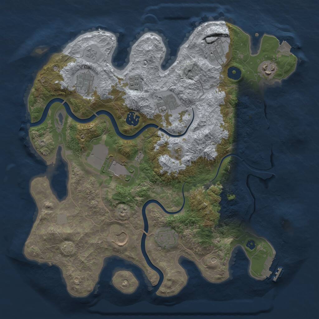 Rust Map: Procedural Map, Size: 3500, Seed: 862768638, 15 Monuments