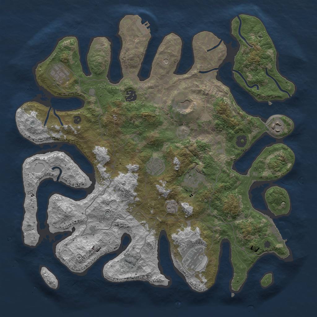 Rust Map: Procedural Map, Size: 4000, Seed: 255746, 16 Monuments