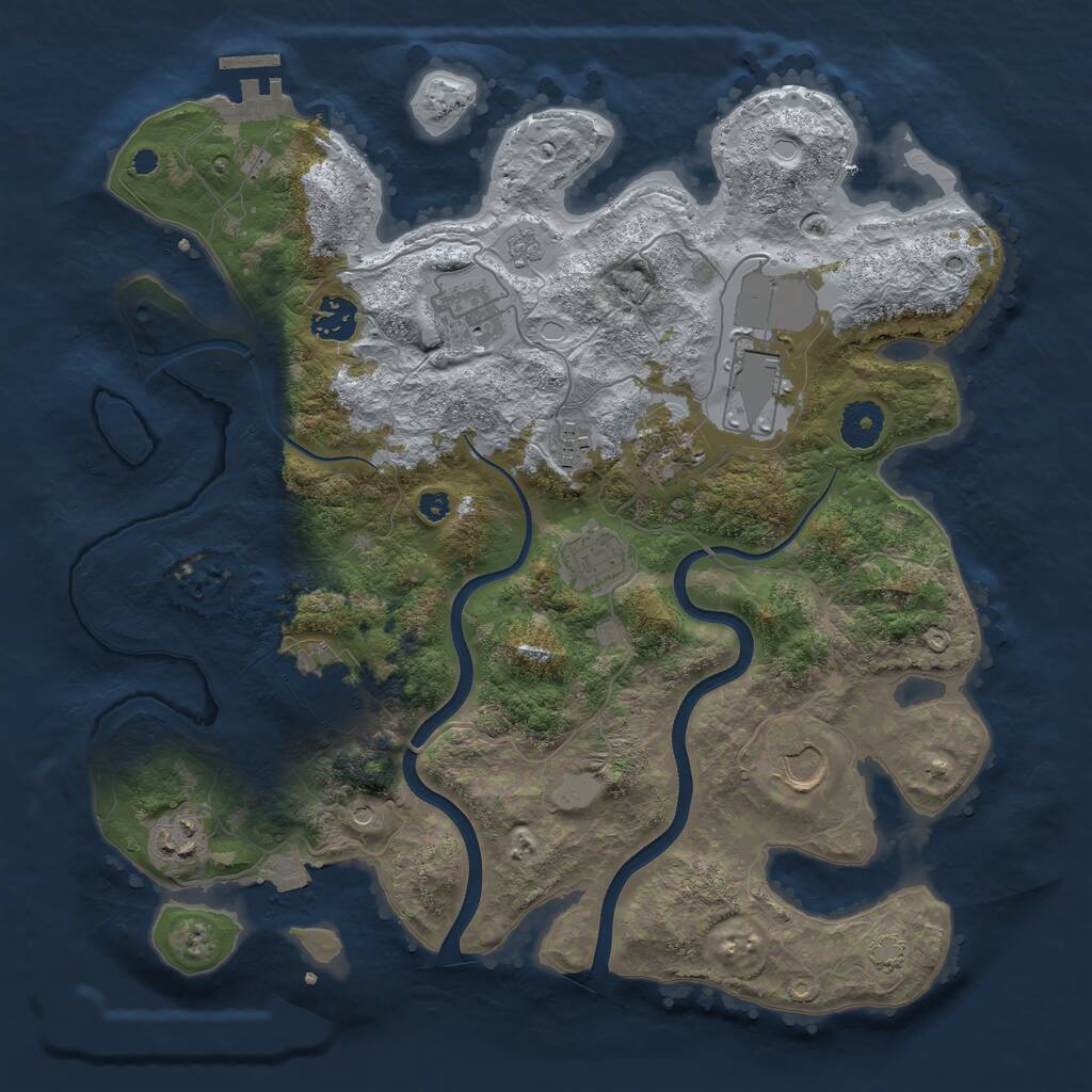 Rust Map: Procedural Map, Size: 3600, Seed: 667246, 14 Monuments