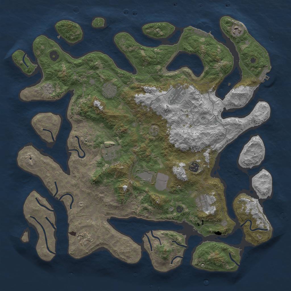 Rust Map: Procedural Map, Size: 4500, Seed: 2119590499, 17 Monuments