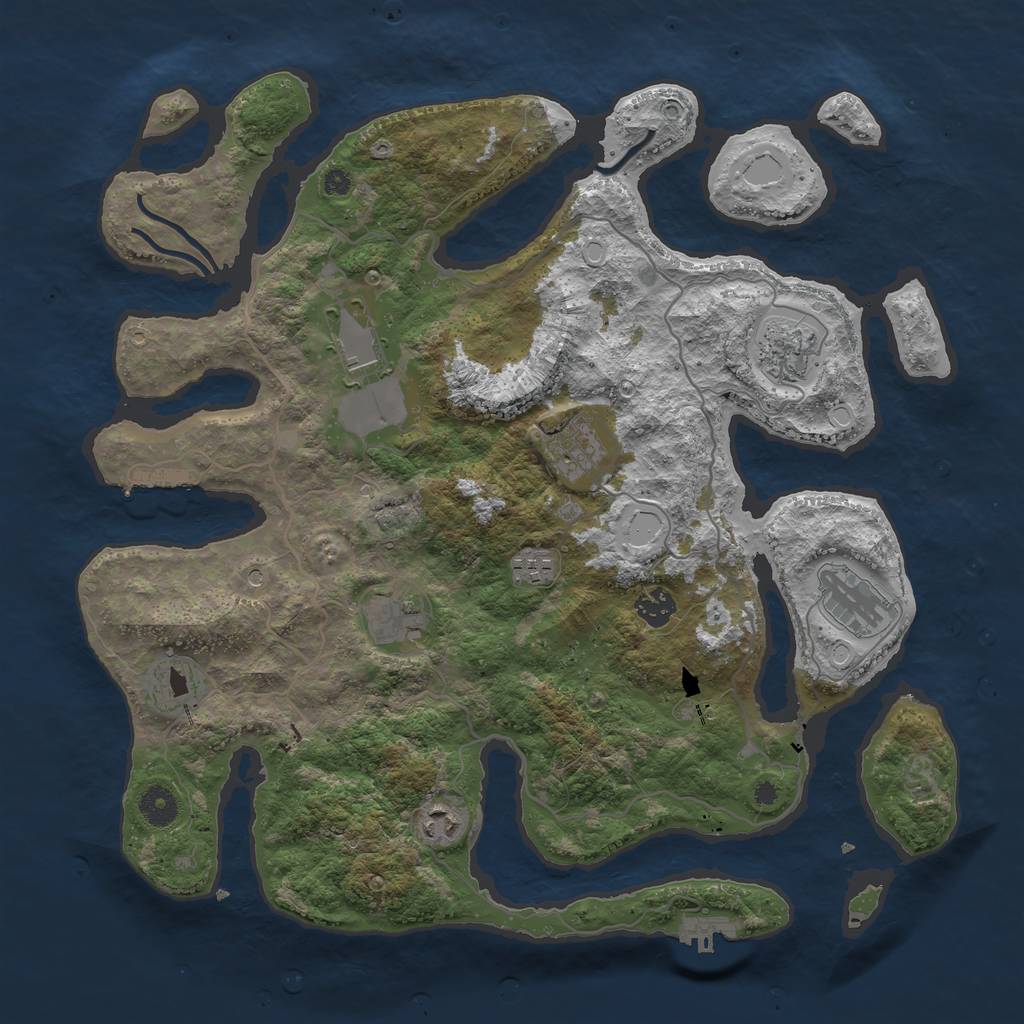 Rust Map: Procedural Map, Size: 4000, Seed: 434089, 17 Monuments