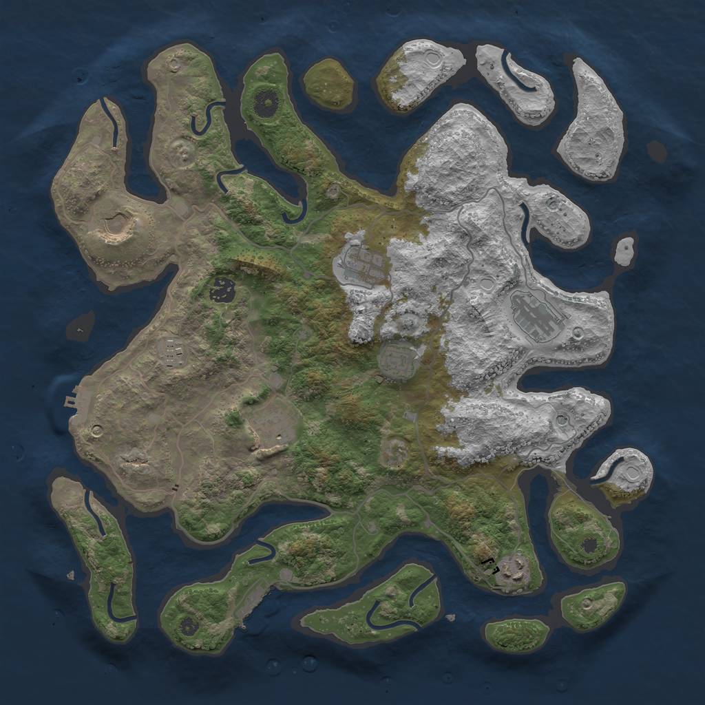 Rust Map: Procedural Map, Size: 4000, Seed: 900111777, 16 Monuments