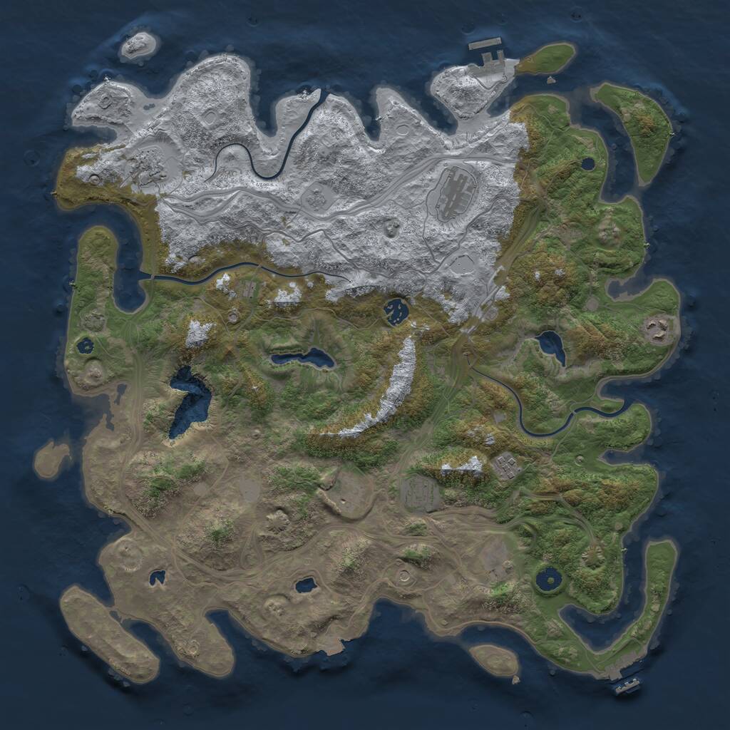 Rust Map: Procedural Map, Size: 4500, Seed: 1291914947, 14 Monuments