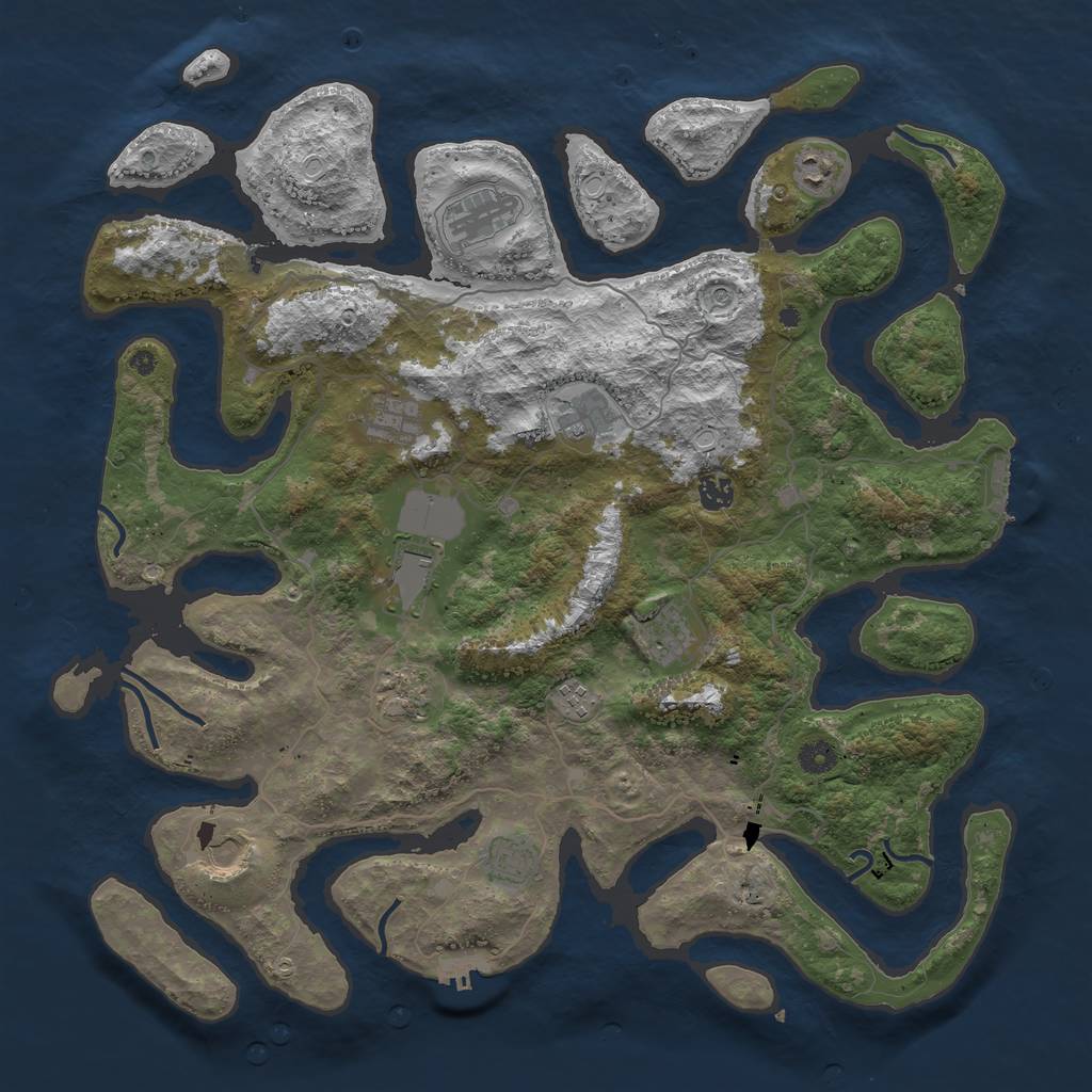 Rust Map: Procedural Map, Size: 4500, Seed: 1291914947, 19 Monuments