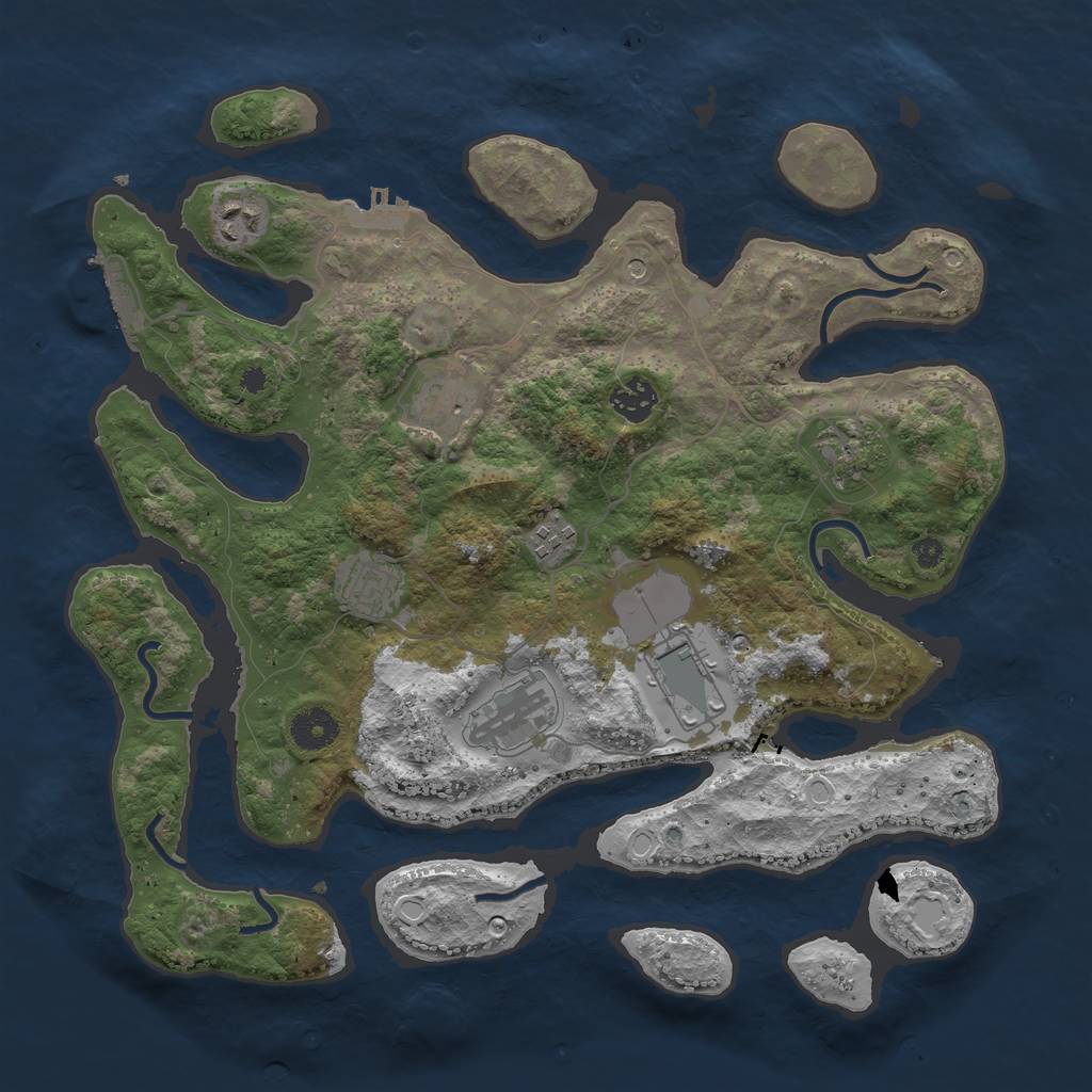 Rust Map: Procedural Map, Size: 3700, Seed: 265789877, 16 Monuments