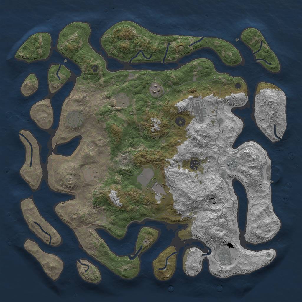 Rust Map: Procedural Map, Size: 4500, Seed: 456217853, 16 Monuments