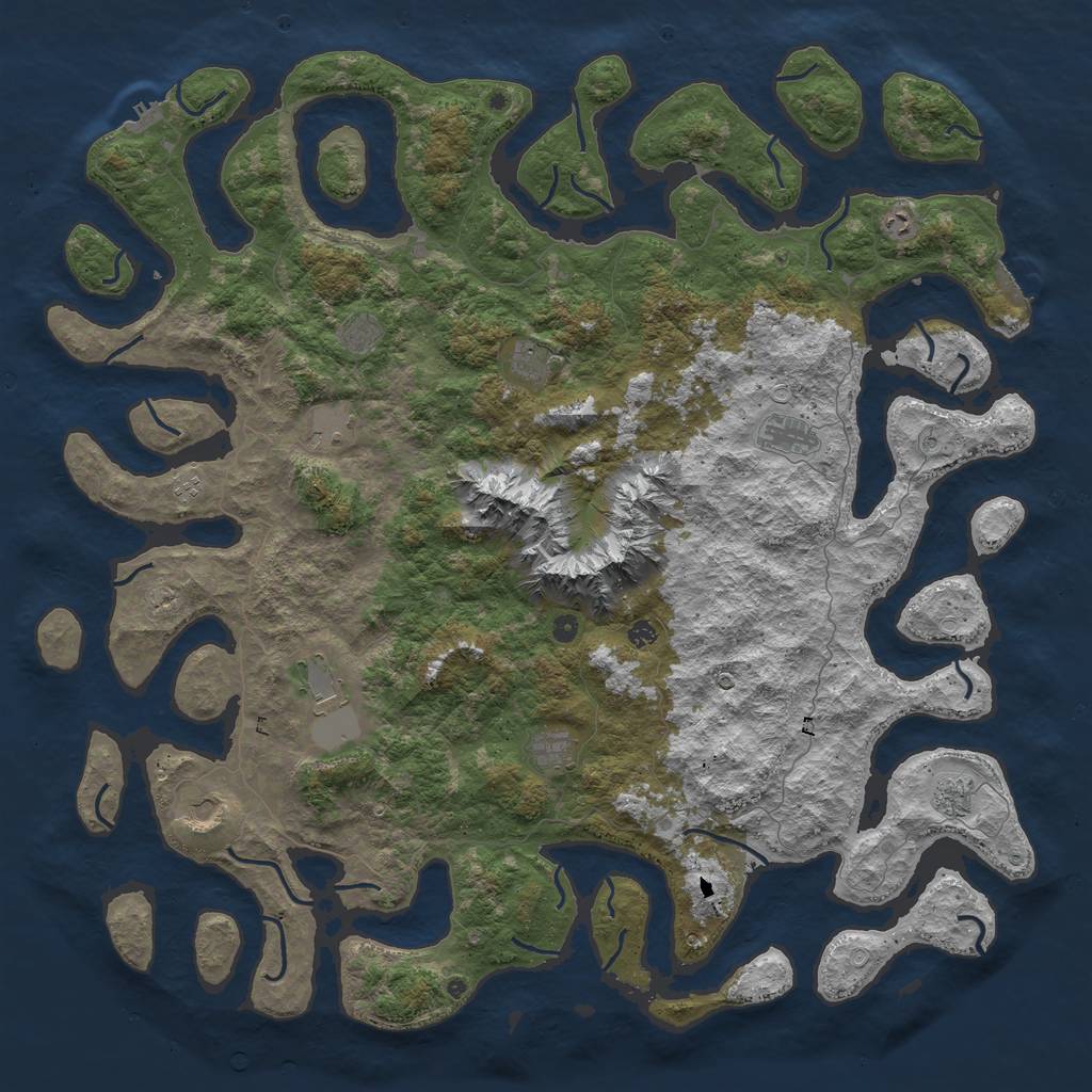 Rust Map: Procedural Map, Size: 6000, Seed: 535340469, 19 Monuments