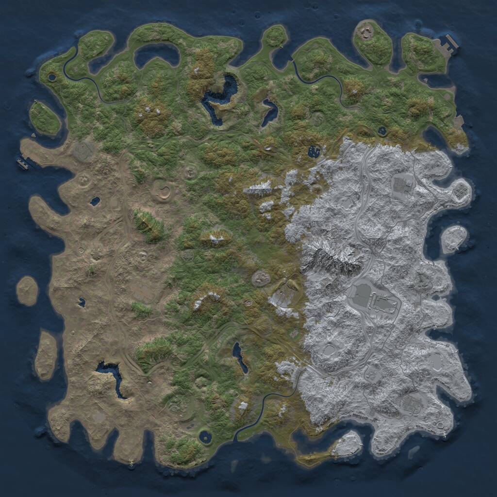 Rust Map: Procedural Map, Size: 6000, Seed: 535340469, 17 Monuments