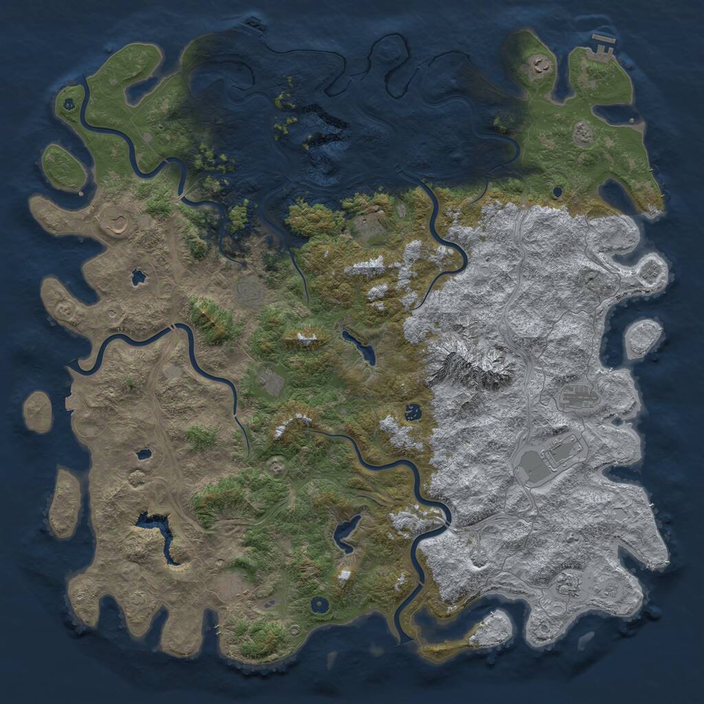 Rust Map: Procedural Map, Size: 6000, Seed: 535340469, 17 Monuments