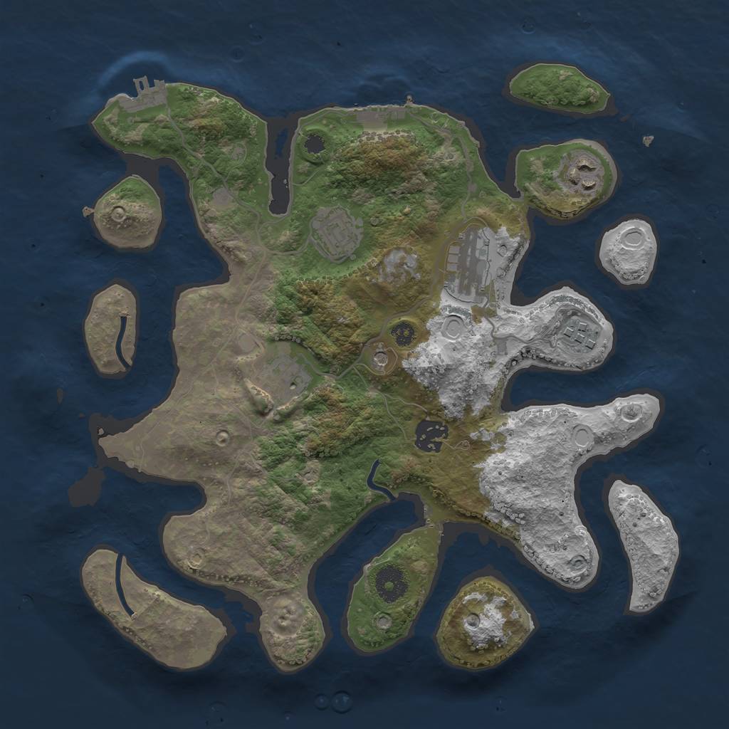 Rust Map: Procedural Map, Size: 3250, Seed: 955555, 14 Monuments