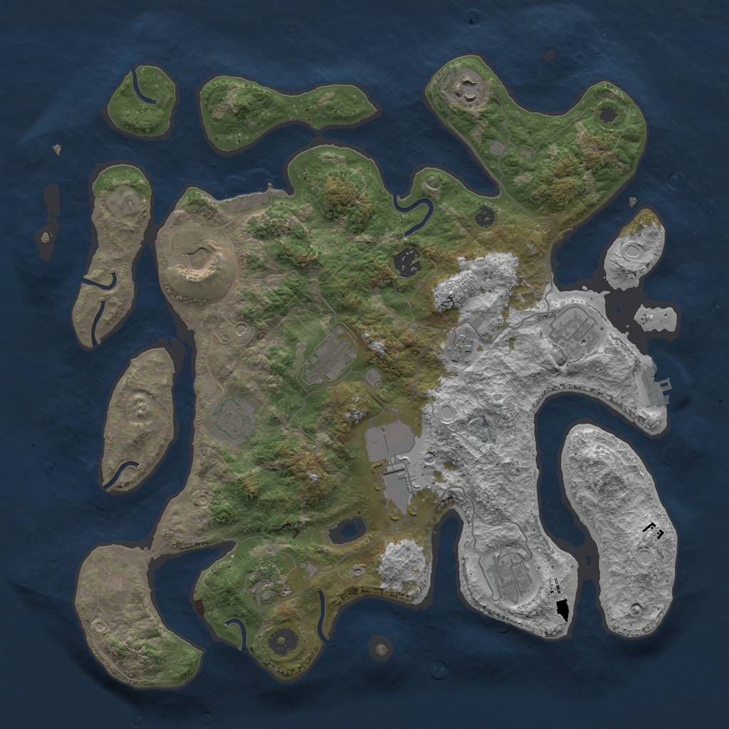 Rust Map: Procedural Map, Size: 3900, Seed: 2222222, 18 Monuments