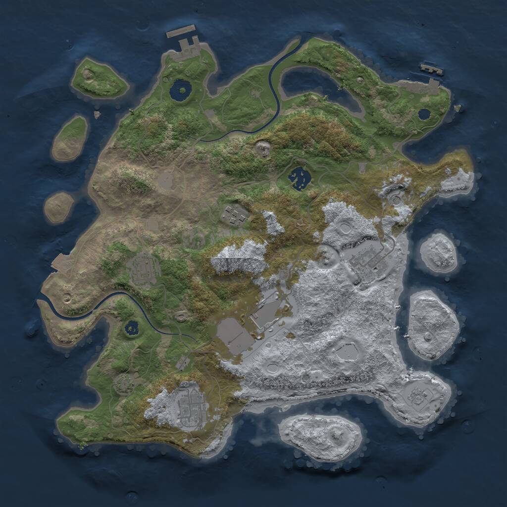 Rust Map: Procedural Map, Size: 3500, Seed: 999666, 12 Monuments