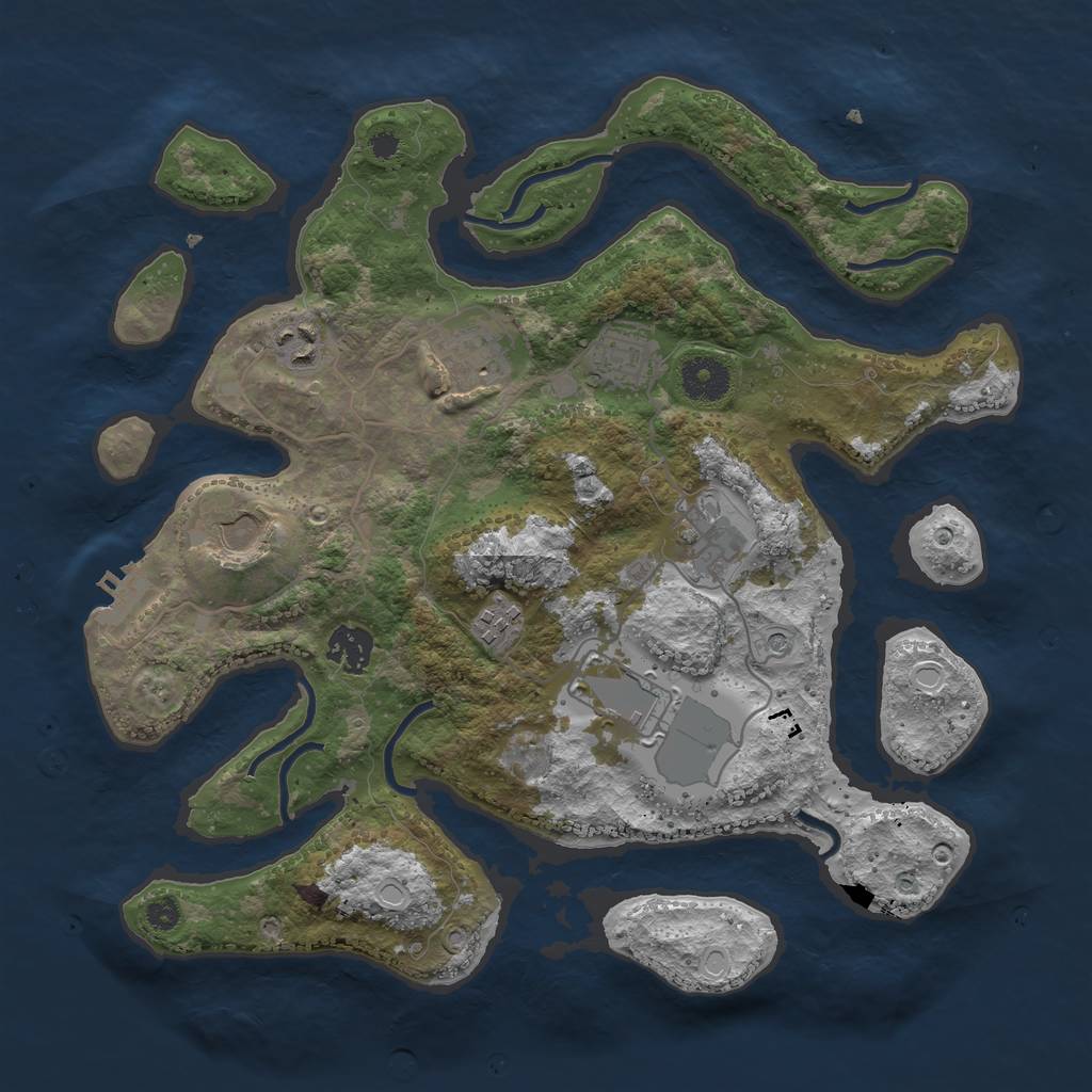 Rust Map: Procedural Map, Size: 3500, Seed: 999666, 15 Monuments