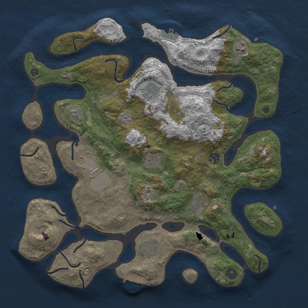 Rust Map: Procedural Map, Size: 4000, Seed: 424514949, 17 Monuments