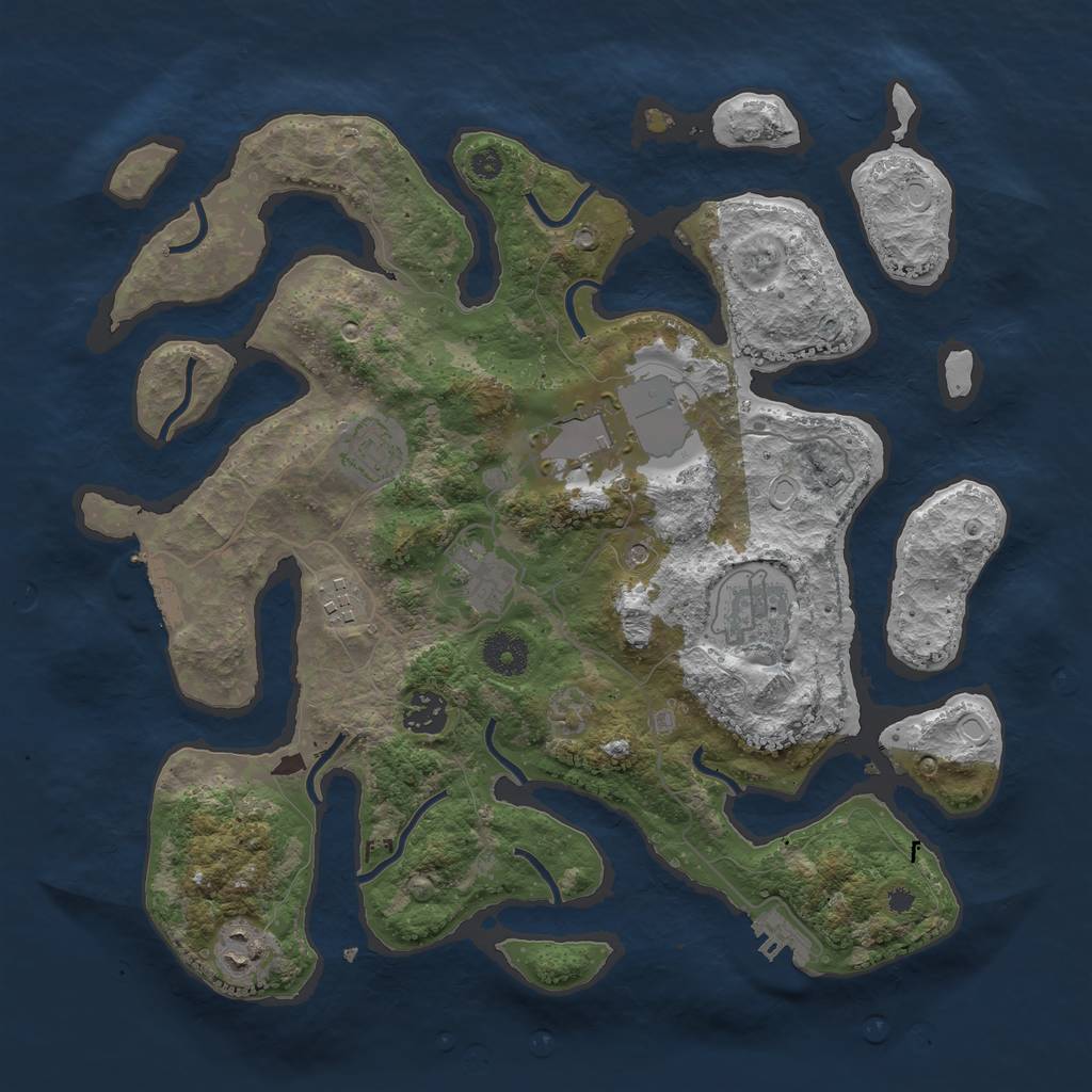 Rust Map: Procedural Map, Size: 3636, Seed: 72401, 15 Monuments