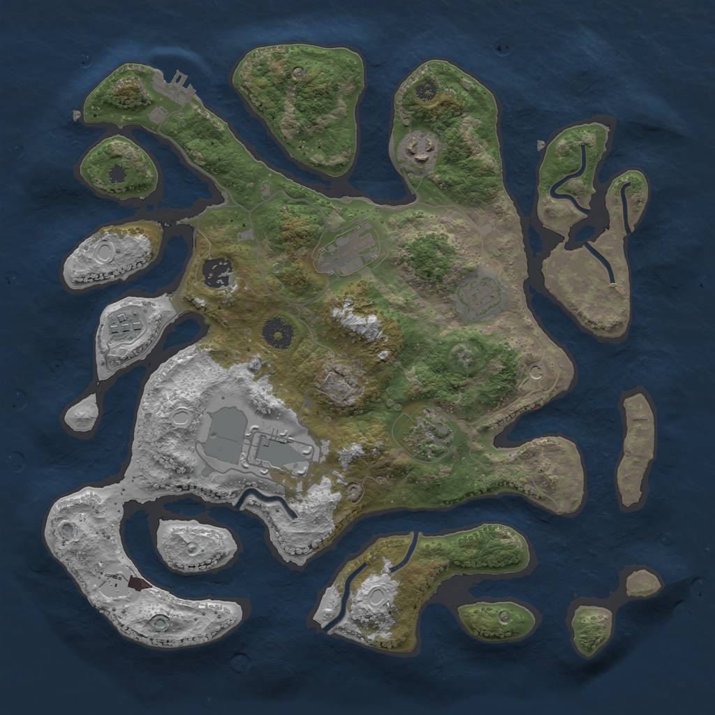 Rust Map: Procedural Map, Size: 3500, Seed: 35129137, 14 Monuments