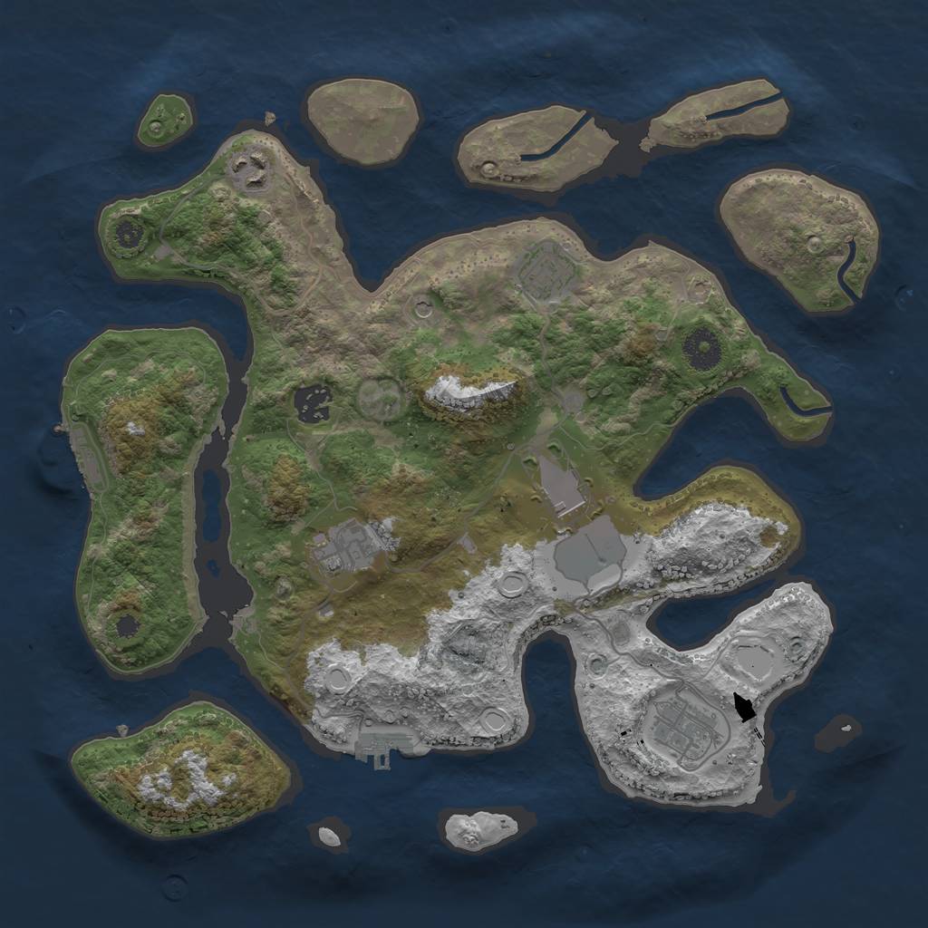 Rust Map: Procedural Map, Size: 3500, Seed: 652068001, 14 Monuments