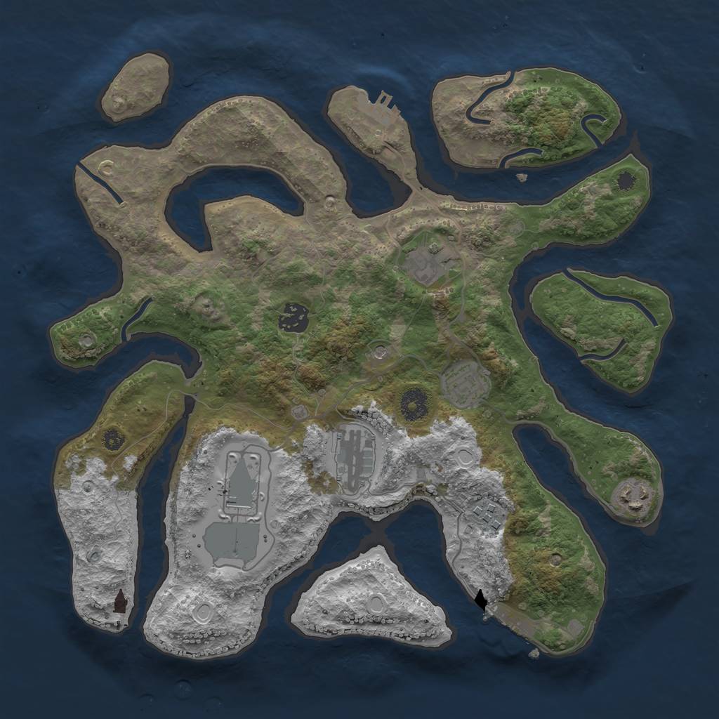 Rust Map: Procedural Map, Size: 3500, Seed: 33221288, 15 Monuments