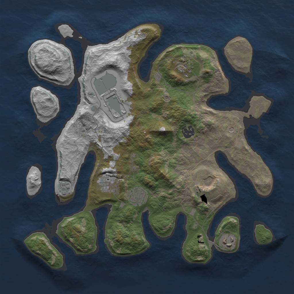 Rust Map: Barren, Size: 3500, Seed: 900, 11 Monuments