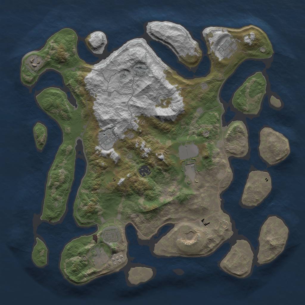 Rust Map: Barren, Size: 4000, Seed: 1048, 12 Monuments